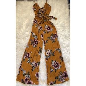 Lac Bleu yellow floral jumpsuit